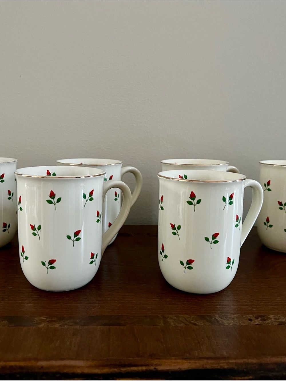 Vintage Otagiri Rosebud Mugs Set of 6